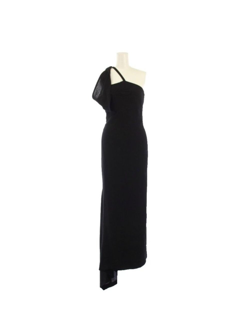 Chanel Dress Long Sleeveless Asymmetric Deformed Silk Black YT 36